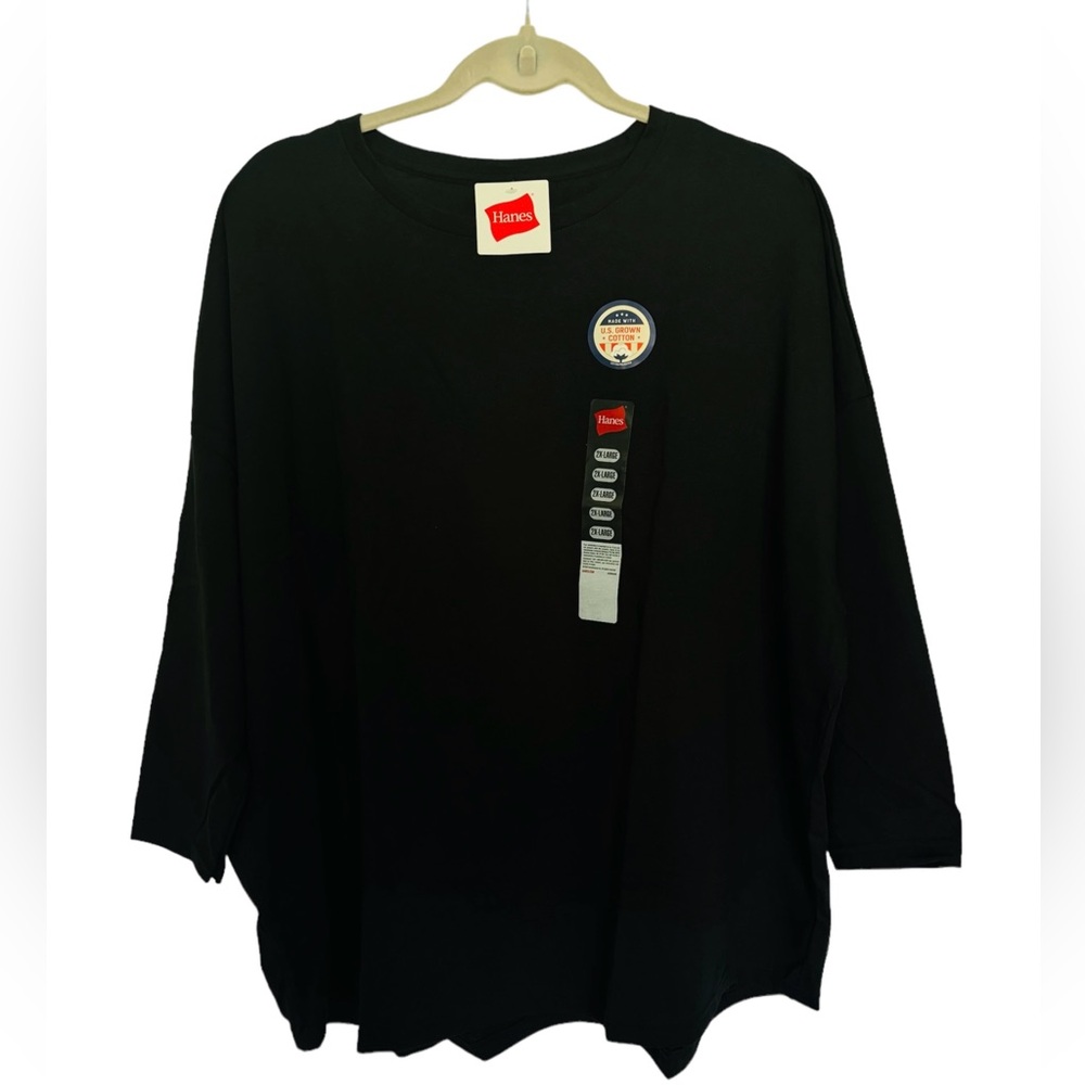NWT 3/4 Sleeve 100% Cotton Crew Neck Women’s T-Shirt Hanes Size XXL - Picture 6 of 7